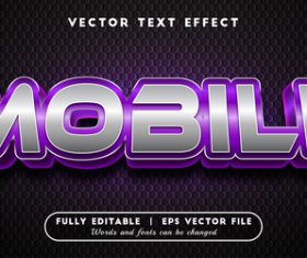 Mobile text effect editable vector