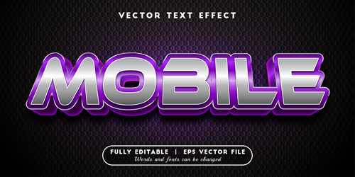 Mobile text effect editable vector