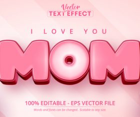 Mom font 3d editable text style effect vector