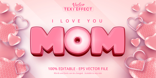 Mom font 3d editable text style effect vector