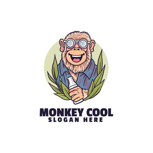 Monkey cool logo vector