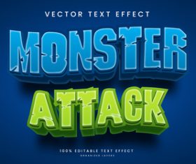 Monster attack diet text effect editable vector