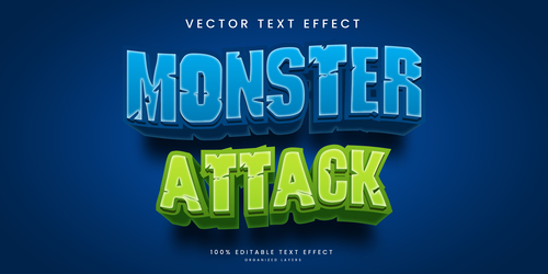 Monster attack diet text effect editable vector