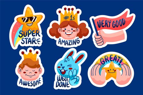 Motivation sticker cartoon collection vector