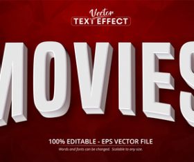 Movies font 3d editable text style effect vector
