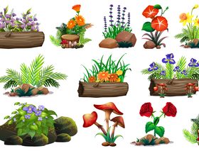 Nature flowers and grass vector