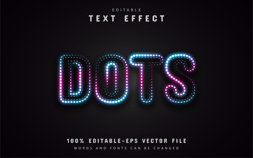Neon dots text effect vector
