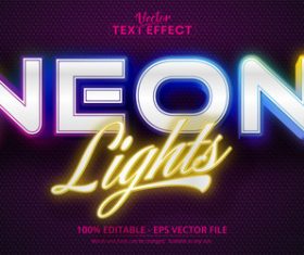 Neon lights editable font vector