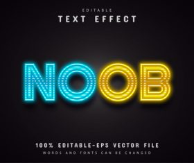 Neon text effect editable vector