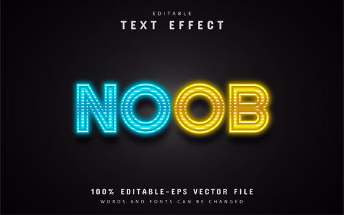 Neon text effect editable vector