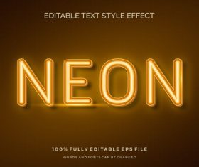 Neon text effect editable vector