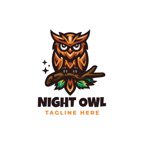 Night owl mascot icon design vector