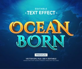 Ocean born editable text effect vector