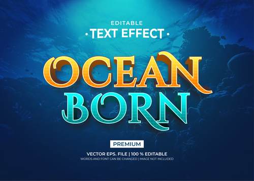 Ocean born editable text effect vector