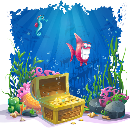 Ocean treasure cartoon vector