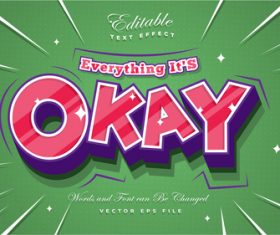 Okay 3d editable font text effect vector