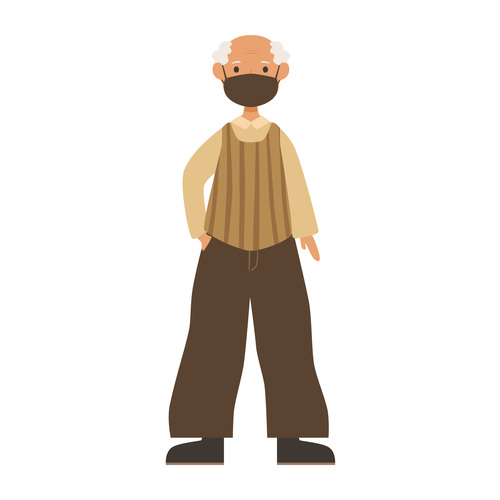 Old man wearing mask vector
