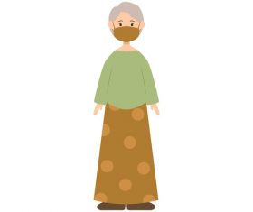 Old woman wearing mask vector