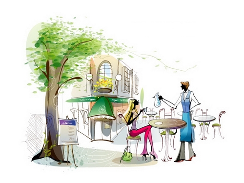 Open air coffee shop illustration vector