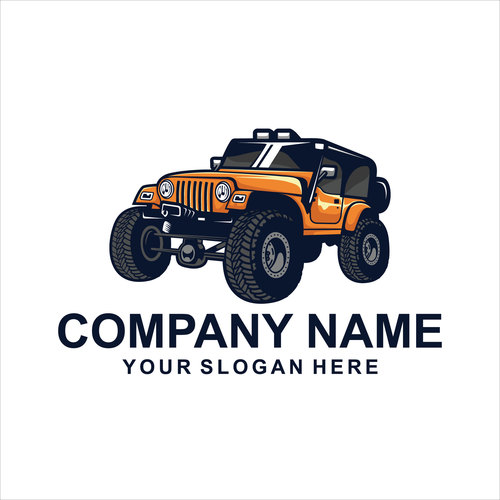 Orange jeep logo vector