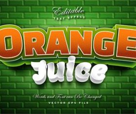 Orange juice 3d effect text design vector
