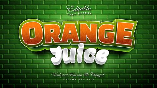 Orange juice 3d effect text design vector