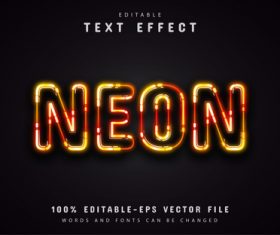 Orange neon text effect vector