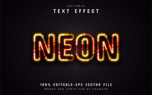 Orange neon text effect vector