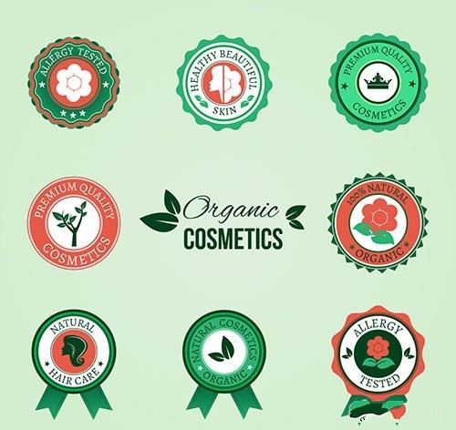 Organic cosmetic badges vector