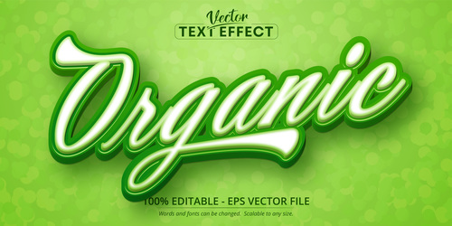 Organic green editable text style effect vector