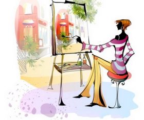 Painter illustration vector