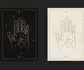 Palmistry tarot esoteric boho style design vector