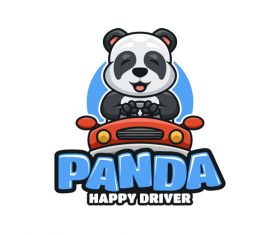 Panda happy driver icon design vector