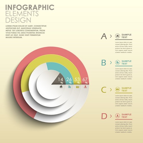Paper cut circular analysis infographic vector
