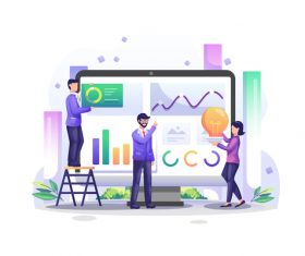 People work together to analyze data vector