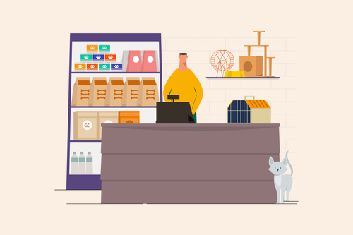 Pet food store ilustration vector