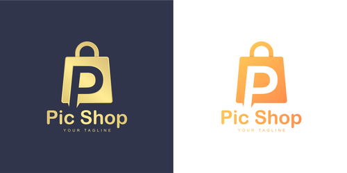 Pic shop business logo design vector