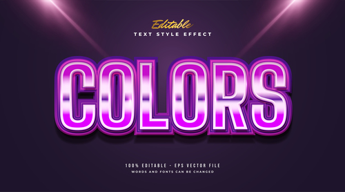 Pink colors editable font vector