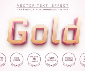 Pink gold 3d editable text style effect vector