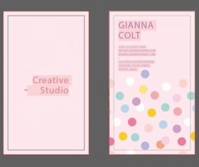 Pink polka dot business card design vector