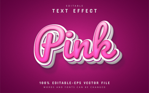 Pink text effect editable vector