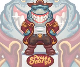 Pirate sharks illustration vector