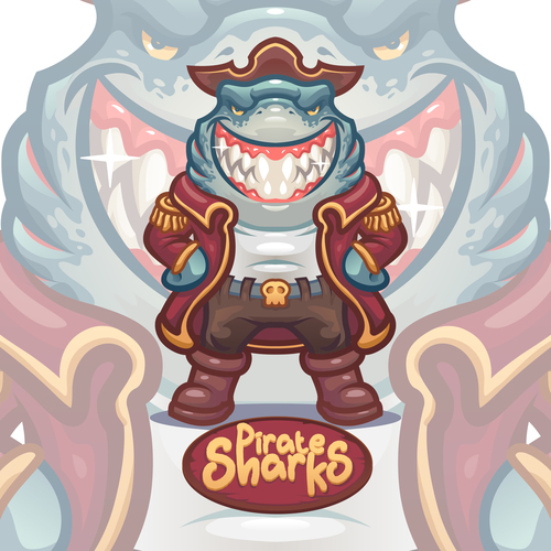 Pirate sharks illustration vector