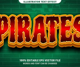 Pirates 3d editable text style effect vector