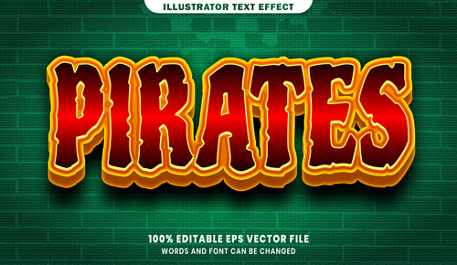 Pirates 3d editable text style effect vector