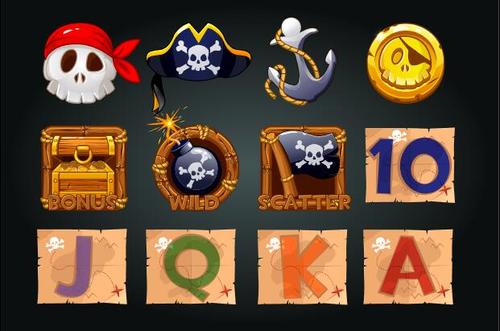 Pirates icons for slot machine vector