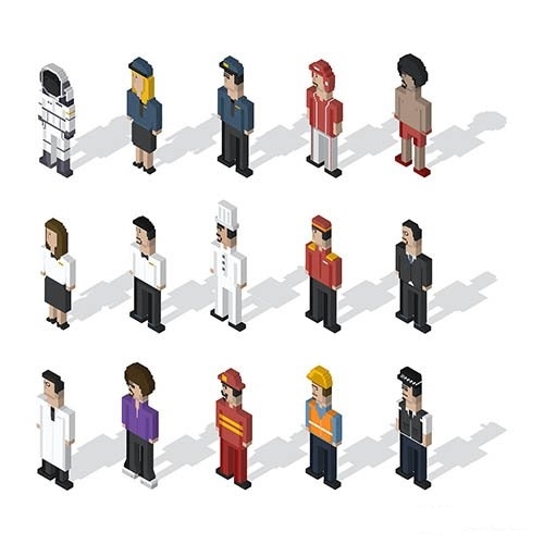 Pixel people illustration vector