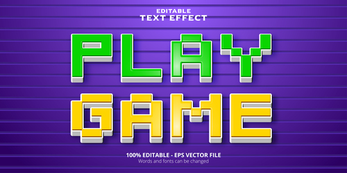 Play game editable text effect vector