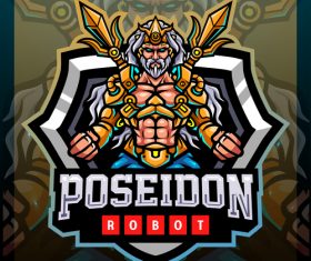 Poseidon robot mascot emblem vector
