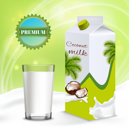 Premium coconut milk advertising vector